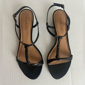 Talbots Black Strap Wedge Sandals